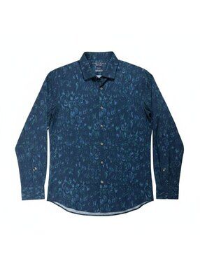 🥏 Perry Ellis Long Sleeve Button Up Shirt Mens Medium Stretch Smart Casual